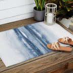 Indigo Clouds, Blue Abstract Art Outdoor Rug Gallery Image 2