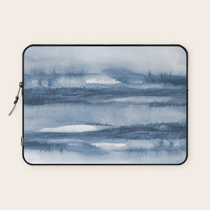 Indigo Clouds, Blue Abstract Art Laptop Sleeve Gallery Image 1