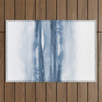 Indigo Clouds, Blue Abstract Art Outdoor Rug Gallery Image 1