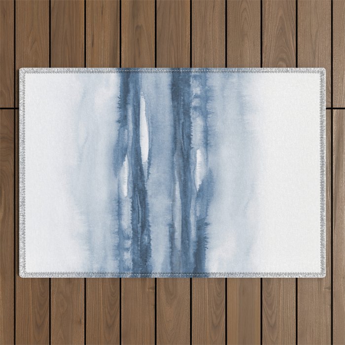 Indigo Clouds, Blue Abstract Art Outdoor Rug Gallery Image 1