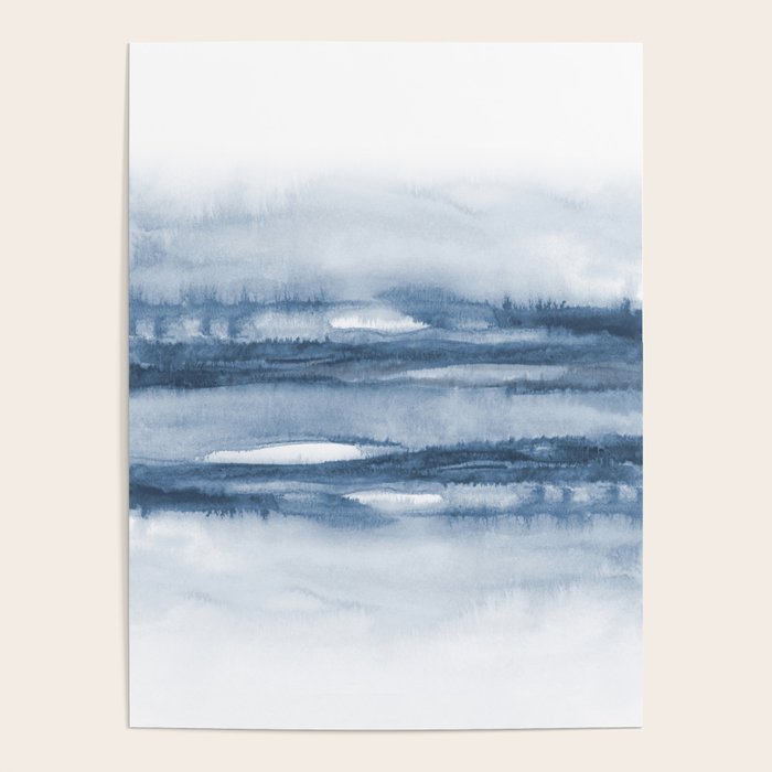 Indigo Clouds, Blue Abstract Art Poster Gallery Image 4