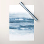 Indigo Clouds, Blue Abstract Art Wrapping Paper Gallery Image 1