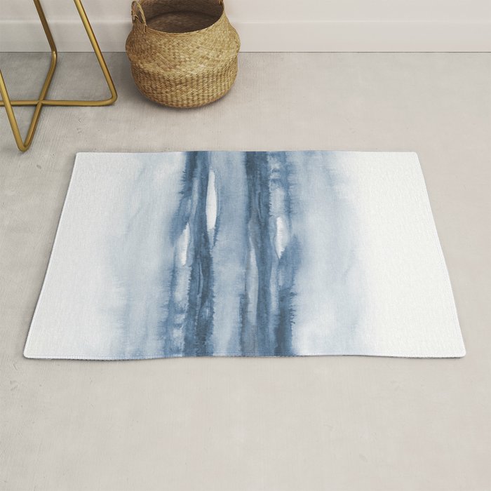 Indigo Clouds, Blue Abstract Art Rug Gallery Image 1