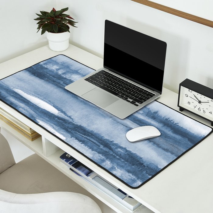 Indigo Clouds, Blue Abstract Art Desk Mat Gallery Image 2