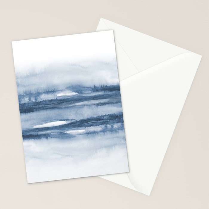 Indigo Clouds, Blue Abstract Art Stationery Card Gallery Image 2