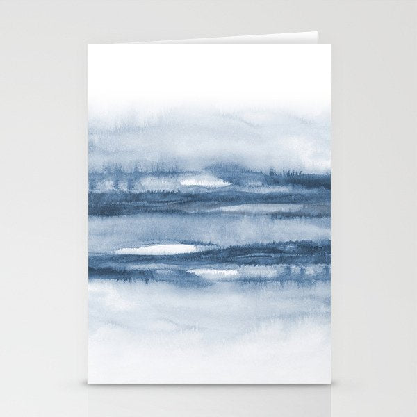 Indigo Clouds, Blue Abstract Art Stationery Card Gallery Image 2