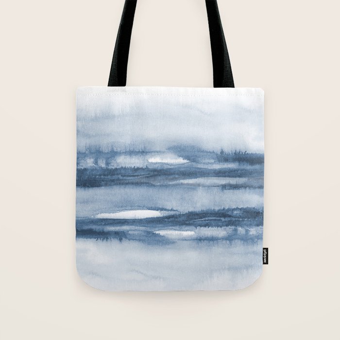 Indigo Clouds, Blue Abstract Art Tote Bag Gallery Image 1