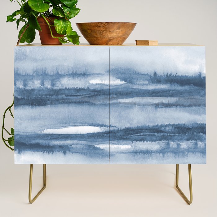 Indigo Clouds, Blue Abstract Art Credenza Gallery Image 1