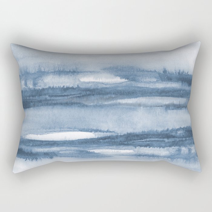 Indigo Clouds, Blue Abstract Art Rectangular Pillow Gallery Image 2