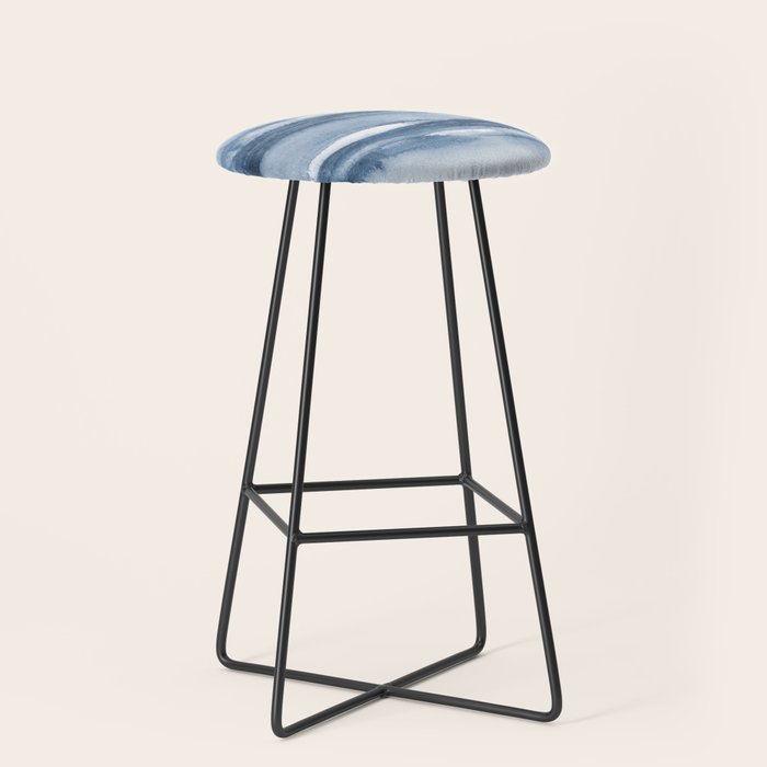Indigo Clouds, Blue Abstract Art Stool Gallery Image 1