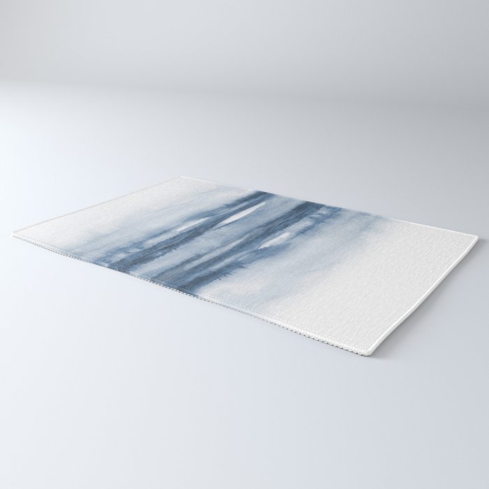 Indigo Clouds, Blue Abstract Art Rug Gallery Image 3