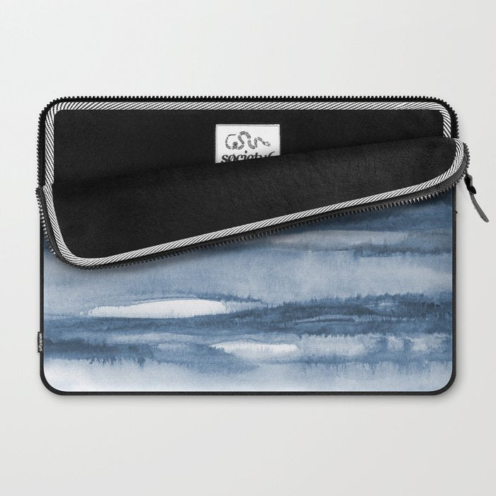 Indigo Clouds, Blue Abstract Art Laptop Sleeve Gallery Image 2