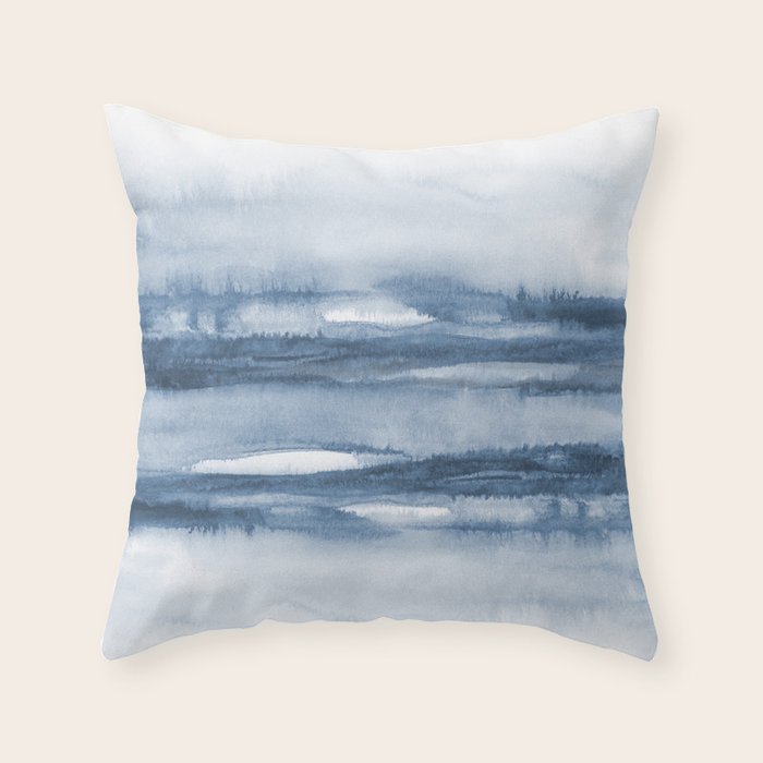 Indigo Clouds, Blue Abstract Art Throw Pillow Gallery Image 6