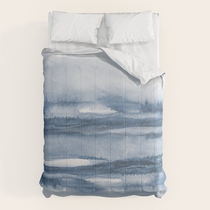 Indigo Clouds, Blue Abstract Art Comforter Gallery Image 6