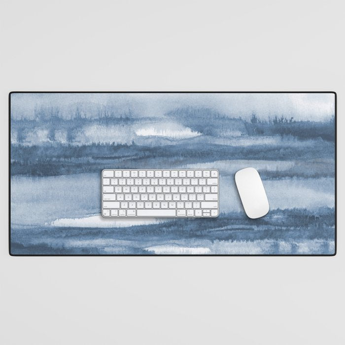 Indigo Clouds, Blue Abstract Art Desk Mat Gallery Image 1