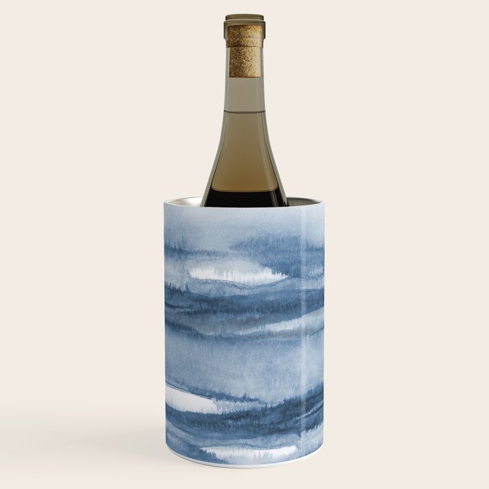 Indigo Clouds, Blue Abstract Art Wine Chiller Gallery Image 1