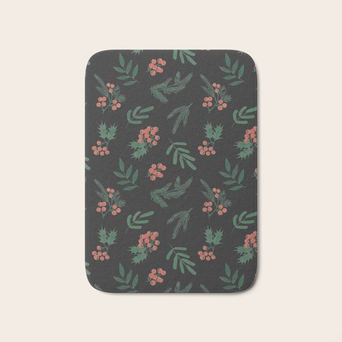 Yuletide Botanical Print Bath Mat Gallery Image 1