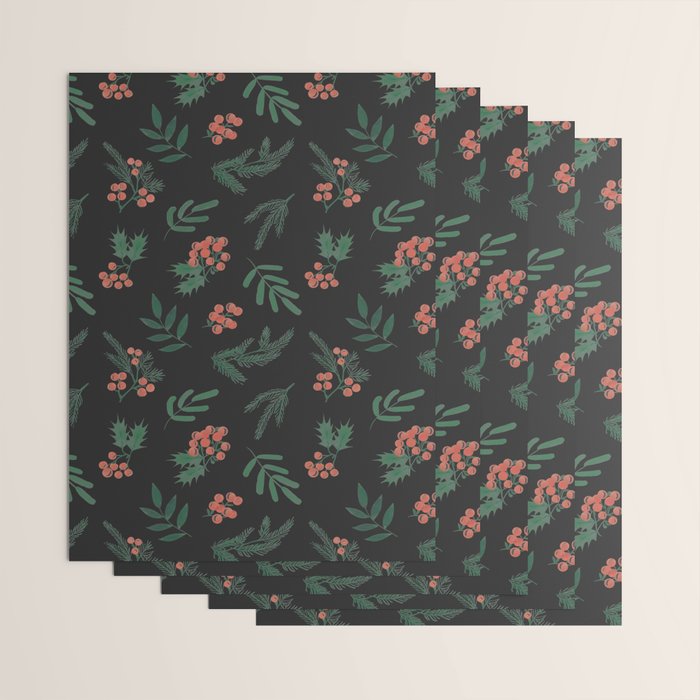 Yuletide Botanical Print Wrapping Paper Gallery Image 3