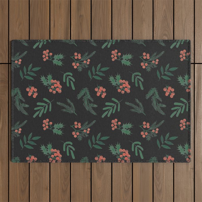 Yuletide Botanical Print Outdoor Rug Gallery Image 1