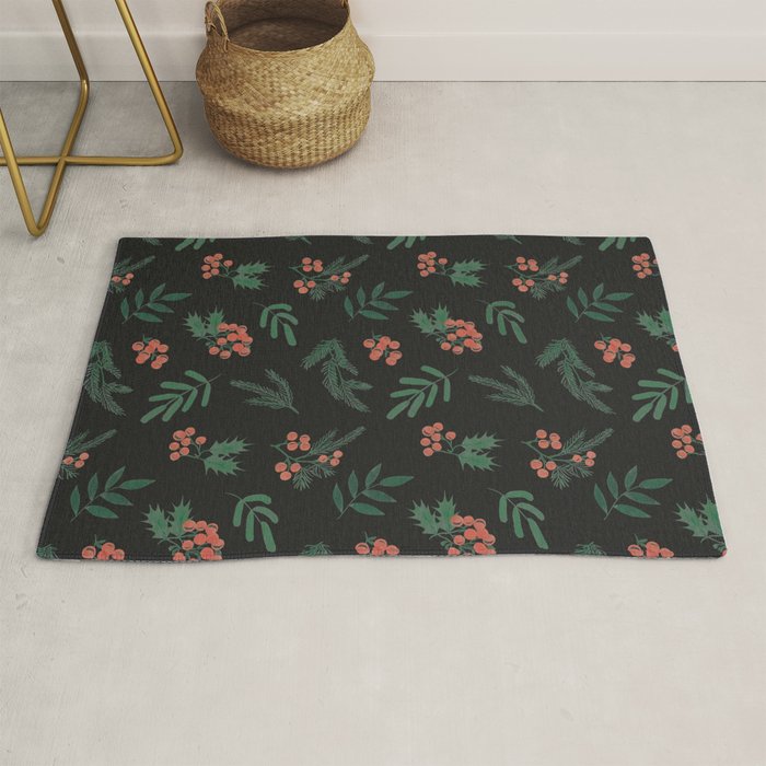 Yuletide Botanical Print Rug Gallery Image 1