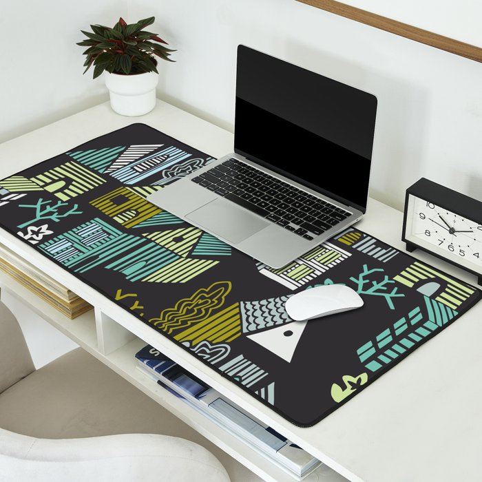 City life neighborhood moonless night Desk Mat Gallery Image 2