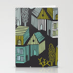 City life neighborhood moonless night Stationery Card Gallery Image 2