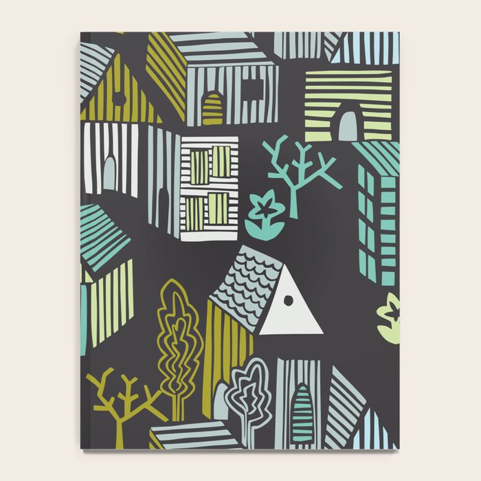 City life neighborhood moonless night Notebook Gallery Image 4