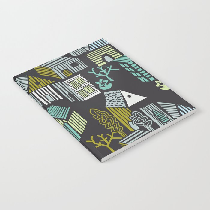 City life neighborhood moonless night Notebook Gallery Image 2