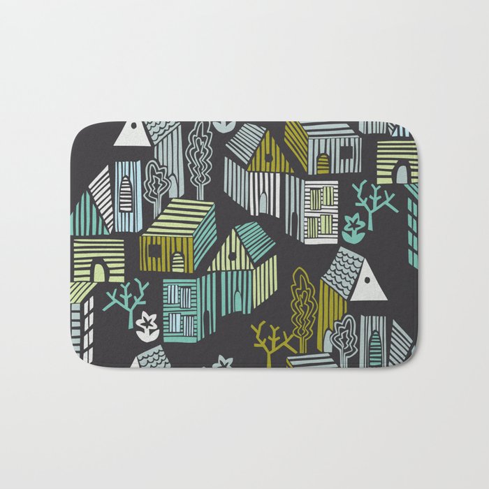 City life neighborhood moonless night Bath Mat Gallery Image 1