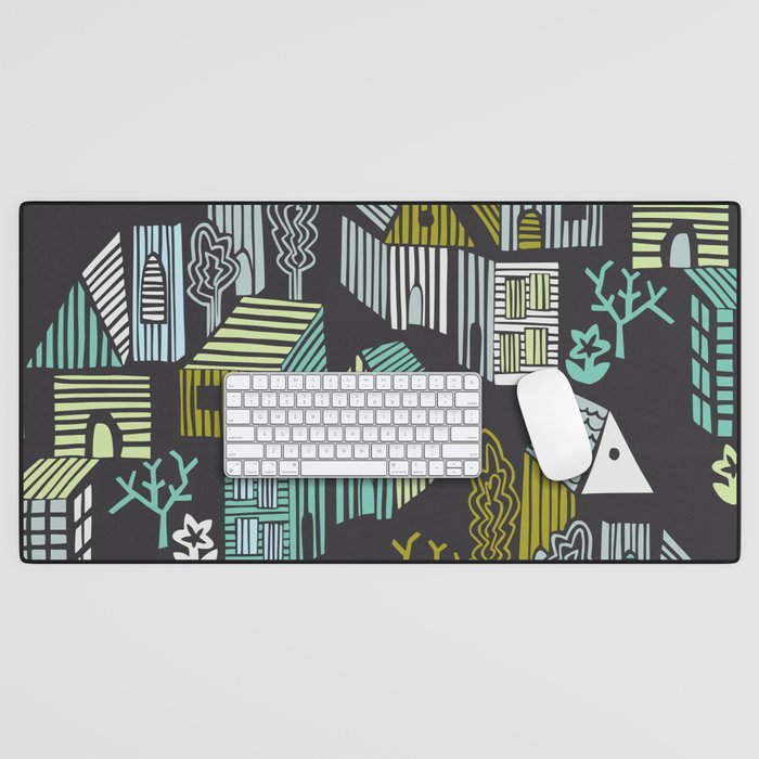 City life neighborhood moonless night Desk Mat Gallery Image 1