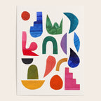 'Night Garden' Abstract Colorful Paper Collage Mid Century Fun Minimal Shapes by Ejaaz Haniff Poster Gallery Image 4