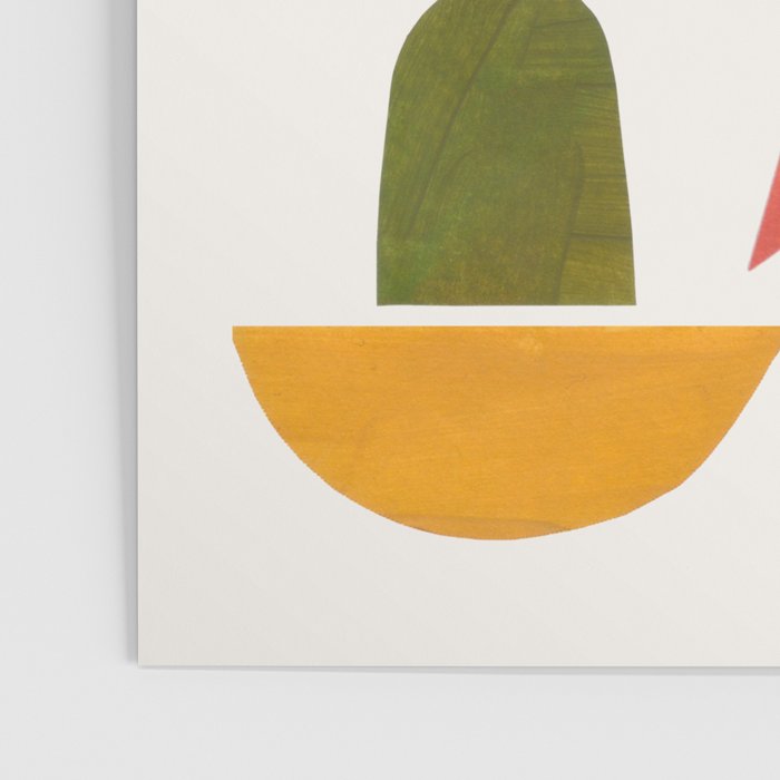 'Night Garden' Abstract Colorful Paper Collage Mid Century Fun Minimal Shapes by Ejaaz Haniff Poster Gallery Image 3