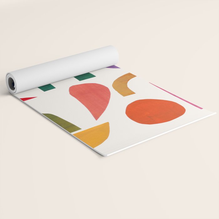 'Night Garden' Abstract Colorful Paper Collage Mid Century Fun Minimal Shapes by Ejaaz Haniff Yoga Mat Gallery Image 2