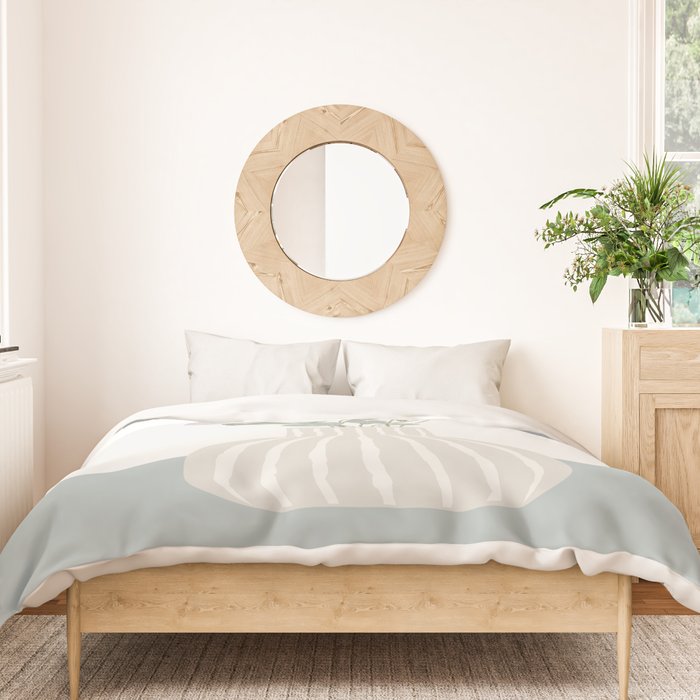 Wildflower bouquet in vase illustration - beige muted pink and dusty green flowers Duvet Cover Gallery Image 3