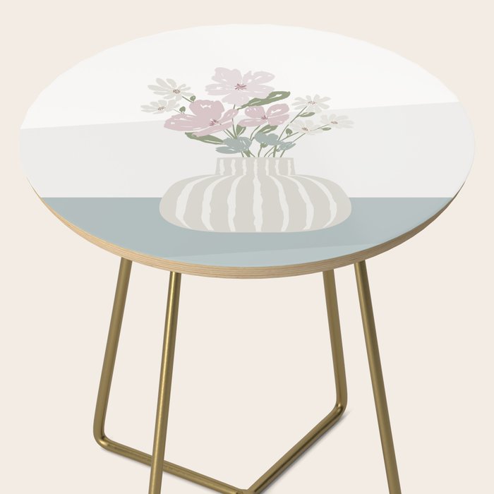 Wildflower bouquet in vase illustration - beige muted pink and dusty green flowers Side Table Gallery Image 2