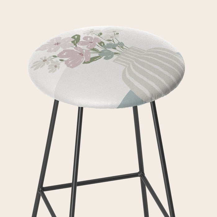 Wildflower bouquet in vase illustration - beige muted pink and dusty green flowers Stool Gallery Image 2