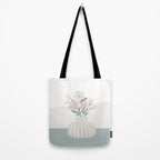 Wildflower bouquet in vase illustration - beige muted pink and dusty green flowers Tote Bag Gallery Image 2