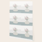 Wildflower bouquet in vase illustration - beige muted pink and dusty green flowers Wallpaper Gallery Image 2