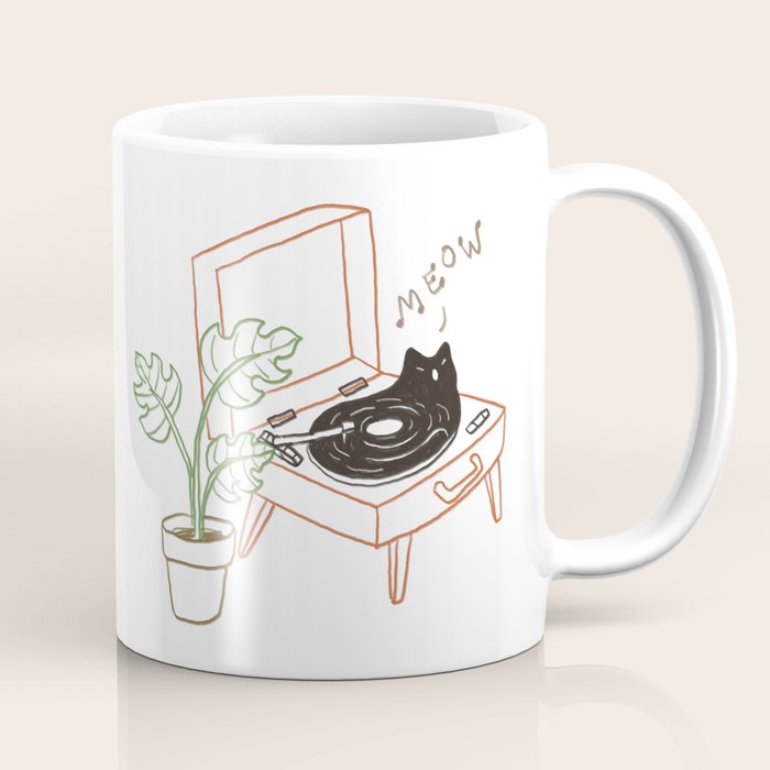 Cat and Plant 78: Vinyl Cat Coffee Mug Gallery Image 1