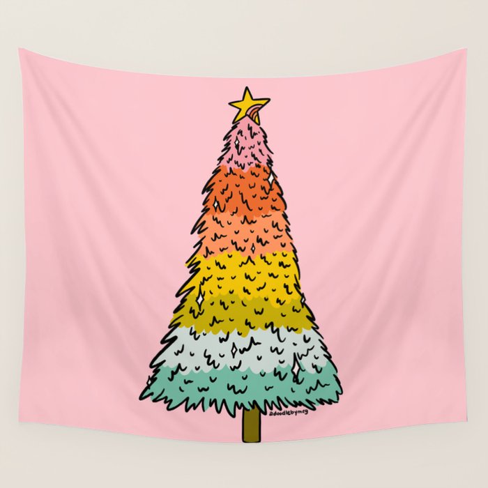 Rainbow Christmas Tree Wall Tapestry Gallery Image 1