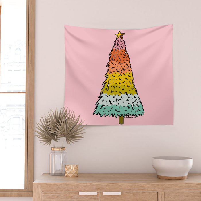 Rainbow Christmas Tree Wall Tapestry Gallery Image 2