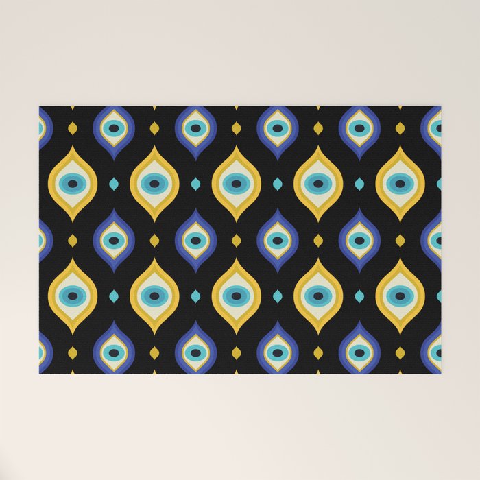 Mystic Evil Eyes on Black Welcome Mat Gallery Image 1