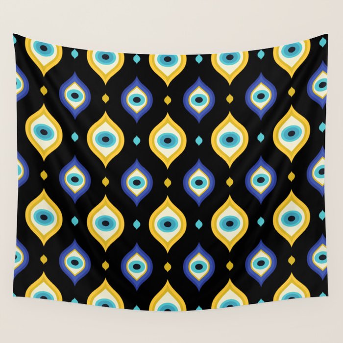 Mystic Evil Eyes on Black Wall Tapestry Gallery Image 4