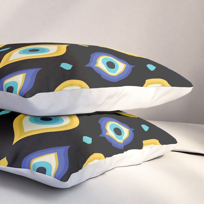 Mystic Evil Eyes on Black Pillow Sham Gallery Image 3