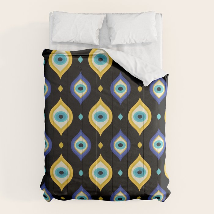 Mystic Evil Eyes on Black Comforter Gallery Image 6