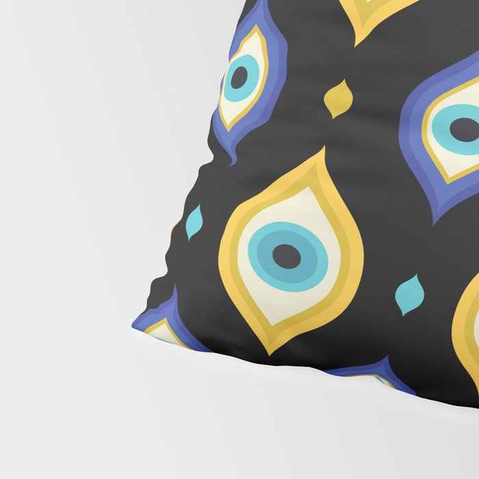 Mystic Evil Eyes on Black Pillow Sham Gallery Image 4