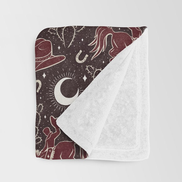 Cowboys and Cacti - manzanita brown Throw Blanket Gallery Image 3