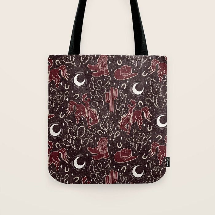 Cowboys and Cacti - manzanita brown Tote Bag Gallery Image 1