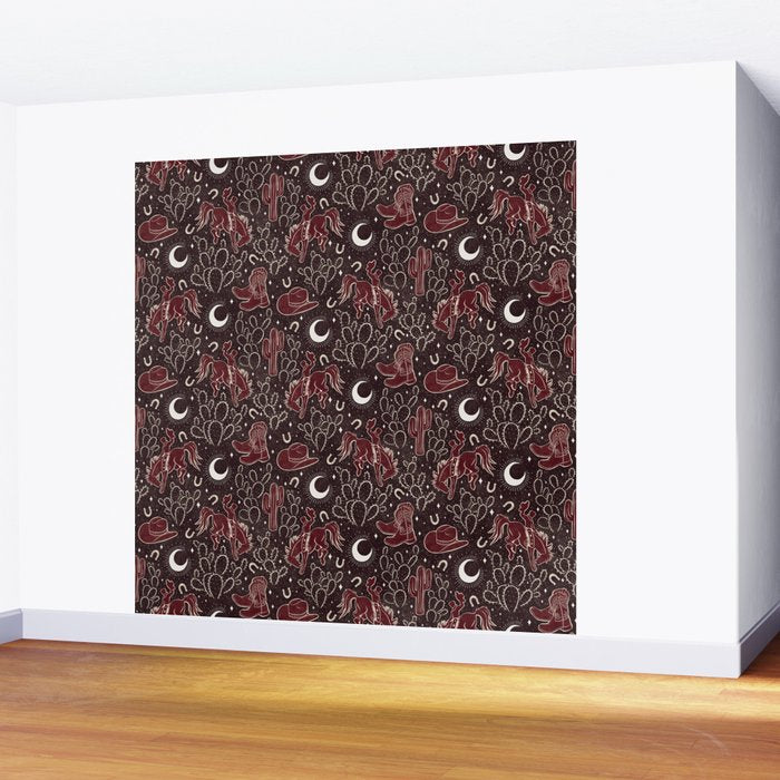 Cowboys and Cacti - manzanita brown Wall Mural Gallery Image 2