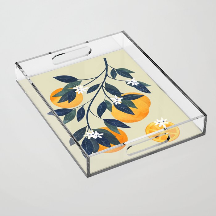 Oranges branch and flowers Acrylic Tray Gallery Image 1